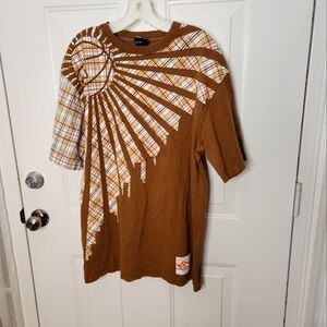 K1X Short Sleeve T-Shirt Brown Green and Orange Design ‎ Size Large